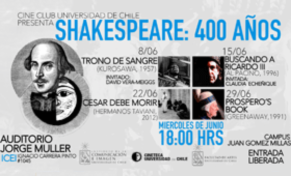 Cine Club de la U. de Chile dedica ciclo a William Shakespeare 