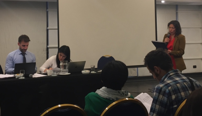 Javiera Olivares en su presentación con el CIDH. 