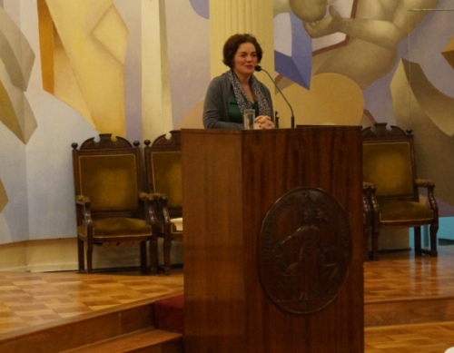 Ximena Poo durante su discurso de inauguración.